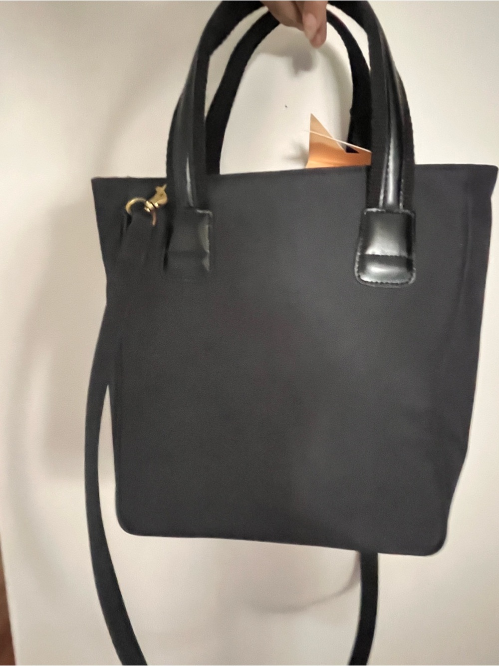 NWT Ralph Lauren Black Tote with Gold Crest w/crossbody strap - Picture 2 of 9